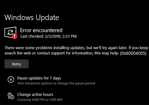Обновление функций до Windows 10 версия 20H2 ошибка 0x80004005
